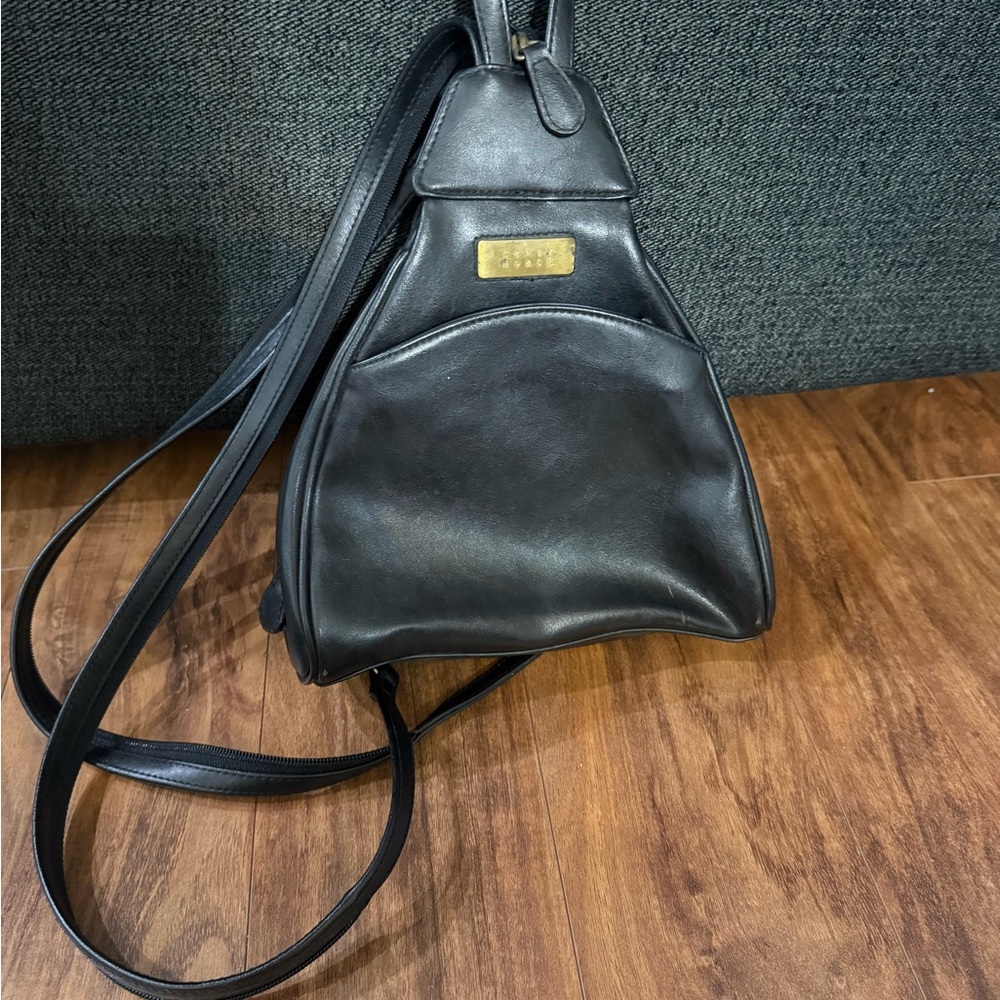 Black Leather Mini Backpack
